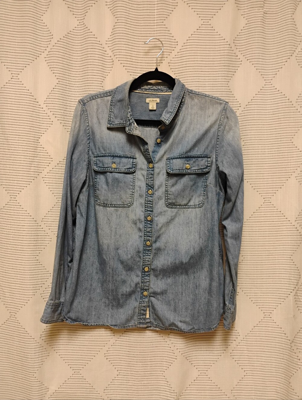 Women's LL Bean Heritage Washed Denim Button Up Shirt 100% Cotton Small Gorpcore
